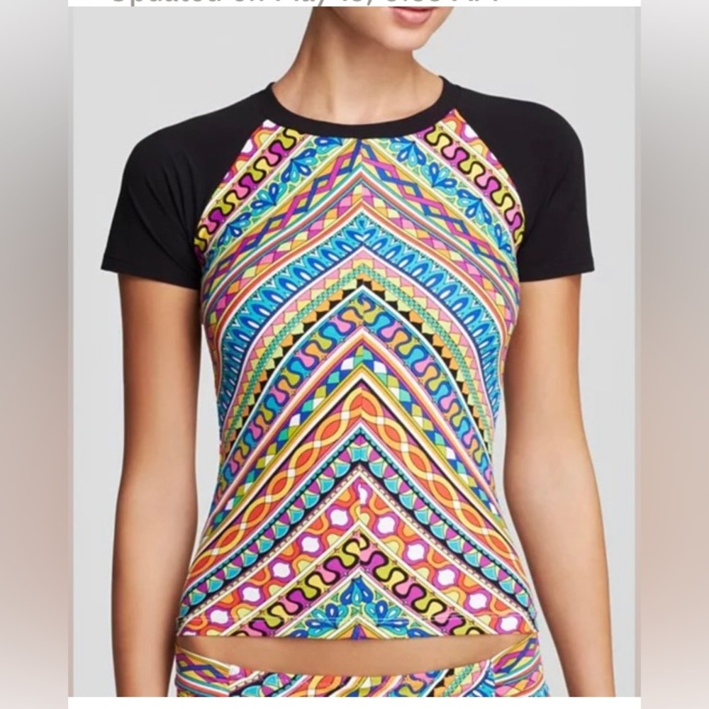 Trina Turk shirt. Size Large. Great pre-owned condition! Peruvian style.